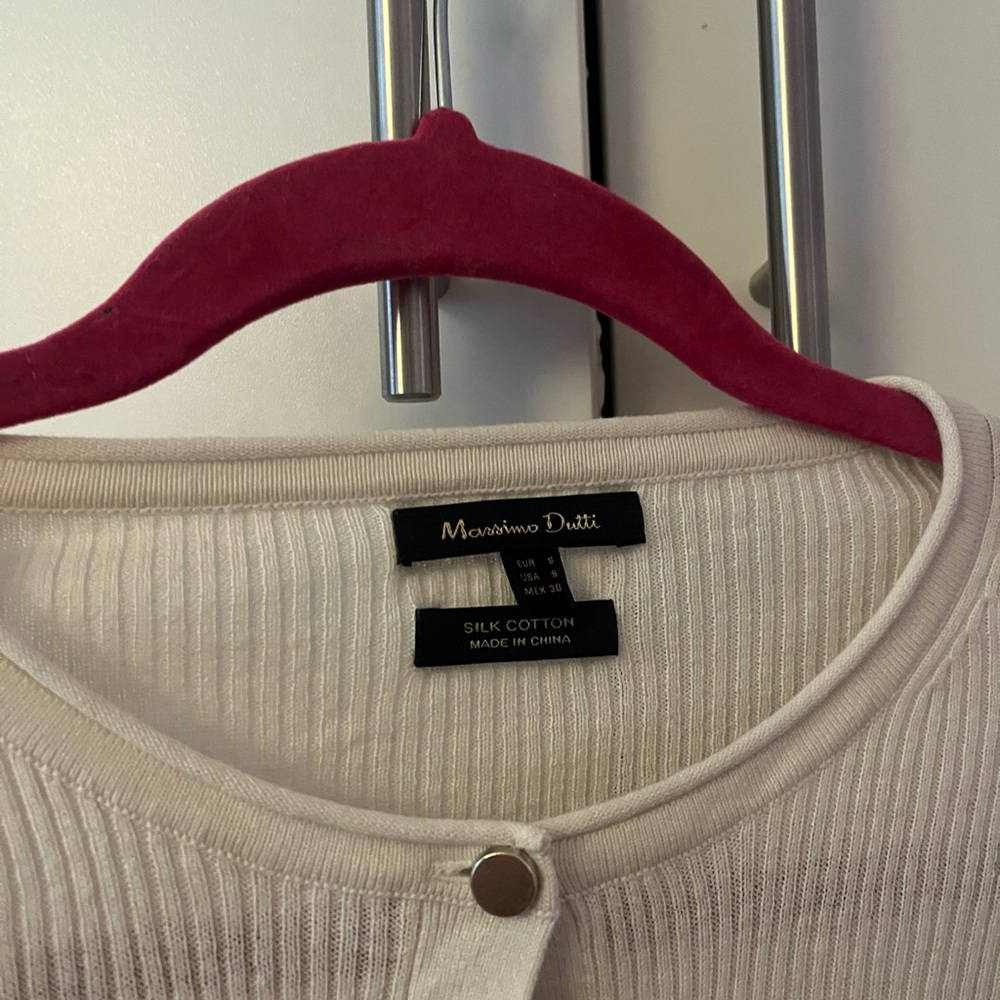 Massimo Dutti Off-White Silk Cotton Cardigan